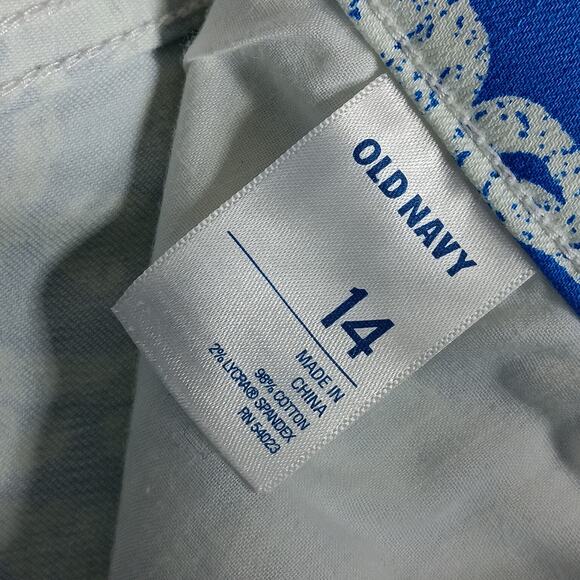 Old Navy Denim Fashion Pencil Skirt Blue and White Damask Print Size 14 - Picture 7 of 8